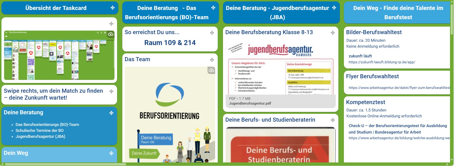 Digitale Taskcard zur Berufsorientierung